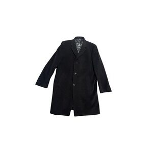 Nautica Coat Mens 44 Black Wool Cashmere Blend Single Breasted Lined Overcoat